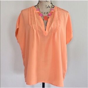 •NY & Co• orange chiffon top {C3}
